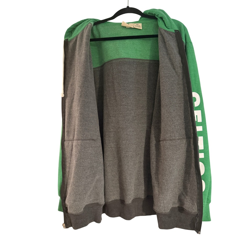 Men's Fanatics Boston Celtics‎ 2XLT Full Zip Hoodie Green and Charcoal NBA - Picture 5 of 10